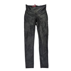 Spanx faux leather leggings women's size large black 2437‎ nylon blend